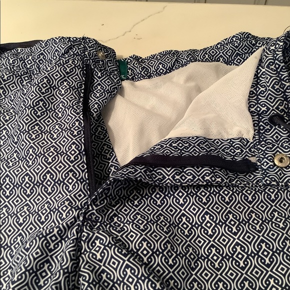 Men’s navy and white pattern swim trunks - Picture 2 of 6